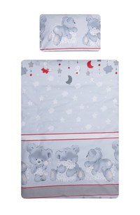 Lenjerie patut cu 7 piese 120x60 cm Ursuleti iepurasi gri - 1