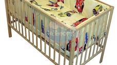 Lenjerie patut Masinute 5 piese crem