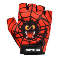 Manusi de ciclism pentru copii, Meteor, cu piele ecologica si insertii din spuma, inchidere velcro, masura XS, lungime manusa 10.7cm, Spider - 5
