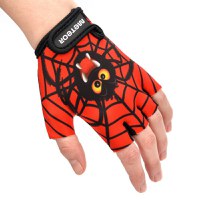 Manusi de ciclism pentru copii, Meteor, cu piele ecologica si insertii din spuma, inchidere velcro, masura XS, lungime manusa 10.7cm, Spider - 2