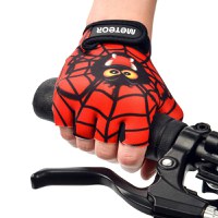 Manusi de ciclism pentru copii, Meteor, cu piele ecologica si insertii din spuma, inchidere velcro, masura XS, lungime manusa 10.7cm, Spider - 4