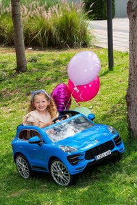Masina electrica pentru copii Porche Macan Turbo 70W albastra, deschidere usi, schimbator de viteze, unitate audio cu Mp3 si bluetooth, cu telecomanda - 1