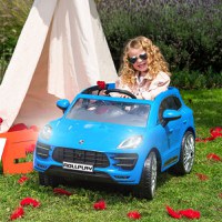 Masina electrica pentru copii Porche Macan Turbo 70W albastra, deschidere usi, schimbator de viteze, unitate audio cu Mp3 si bluetooth, cu telecomanda - 8