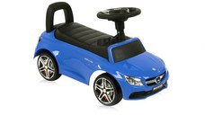 Masinuta copii fara pedale Mercedes Coupe Blue cu muzica si sunete, spatiu pentru depozitarea jucariilor, spatar inalt,  protectie impotriva rasturnarii, inaltime de la sol la sezut 24 cm