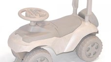 Masinuta copii Ride-On Music 014202eco Beige Brown, spatar cu posibilitatea de impingere, inaltimea scaunului 29 cm