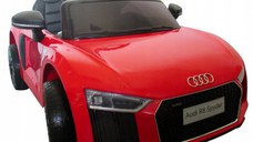 Masinuta electrica pentru copii Audi R8 R-Sport Rosu 70W cu telecomanda si roti Eva cu suspensii, slow start, faruri si lumini Led, unitate audio cu display si Mp3