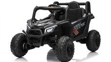 Masinuta electrica pentru copii Buggy Madman UTV-MX Black, 4 motoare 35W, baterie 12V10Ah, telecomanda 2.4 GHz, roti spuma EVA 24x10 cm, sarcina maxima 30 kg, scaun piele ecologica, deschidere usi, MP3, USB, Bluetooth