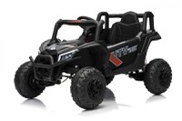 Masinuta electrica pentru copii Buggy Madman UTV-MX Black, 4 motoare 35W, baterie 12V10Ah, telecomanda 2.4 GHz, roti spuma EVA 24x10 cm, sarcina maxima 30 kg, scaun piele ecologica, deschidere usi, MP3, USB, Bluetooth - 2