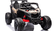Masinuta electrica pentru copii Can Am  Marverick UTV kaki, 90w, acumulator 12V7Ah, deschidere usi, iluminare led, sistem audio bluetooth, usb, radio fm