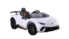 Masinuta electrica pentru copii Lamborghini Huracan Alb cu telecomanda, 2 motoare, greutate maxima 30 kg