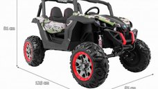 Masinuta electrica pentru copii Novokids Buggy UTV, 2 locuri, faruri luminoase, roti din cauciuc EVA, max 50 kg , 2 baterii de 12V, Mp3USB, 2 viteze, model Offroad, Camouflage
