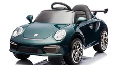 Masinuta electrica pentru copii Porsche RUF CTR3 Dark Green 70w cu licenta,echipare premium,roti EVA,scaun din piele,oglinzi retrovizoare,lumini LED,muzica,bluetoothUSB,suspensii,cod QR video asamblare,afisaj baterie,Eleron