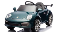Masinuta electrica pentru copii Porsche RUF CTR3 Dark Green 70w cu licenta,echipare premium,roti EVA,scaun din piele,oglinzi retrovizoare,lumini LED,muzica,bluetoothUSB,suspensii,cod QR video asamblare,afisaj baterie,Eleron