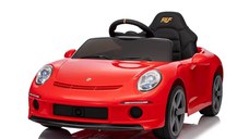 Masinuta electrica pentru copii Porsche RUF GT Red cu licenta ,Telecomanda parinti 2,4G,2 motoare x 39w,Acumulator 12V4.5Ah,Roti EVA,Scaun din piele,2 Viteze,Sistem troller,MP3,USB,Bluetooth,Usi cu deschidere