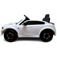 Masinuta electrica pentru copii SRT R-Sport Dodge 1-5 ani alb 90W cu telecomanda, roti EVA, pornire lenta, scaun piele, Mp3 si Usb, 107x68x53 cm - 1