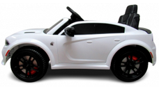 Masinuta electrica pentru copii SRT R-Sport Dodge 1-5 ani alb 90W cu telecomanda, roti EVA, pornire lenta, scaun piele, Mp3 si Usb, 107x68x53 cm