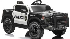 Masinuta electrica Police P5 pentru copii, 4 motoare de 45W, acumulator 12V7Ah, telecomanda 2.4G, scaun din piele, roti EVA, lumini LED, bluetooth, USB, card micro SD, intrare MP3