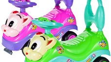 Masinuta fara pedale Ride-on Malplay Kitty Pink cu spatar inalt, volan cu claxon, sistem antirasturnare de la 18 luni pana la 27 kg