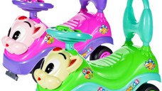 Masinuta fara pedale Ride-on Malplay Kitty Pink cu spatar inalt, volan cu claxon, sistem antirasturnare de la 18 luni pana la 27 kg