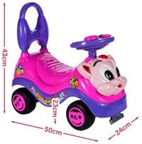 Masinuta fara pedale Ride-on Malplay Kitty Pink cu spatar inalt, volan cu claxon, sistem antirasturnare de la 18 luni pana la 27 kg - 8