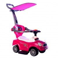 Masinuta pentru copii Novokids Mega Car Plus Roz cu Melodii, Maner si Copertina detasabile, Greutate admisa 20kg - 1