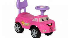 Masinuta pentru copii Ride-On fara pedale Lorelli My Friend Pink muzicala, spatar inalt, protectie impotriva rasturnarii, lumini