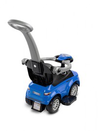 Masinuta Ride On fara pedale 3in1 Toyz Sport Car Blue cu maner parental,bara de protectie detasabila,volan cu sunete si lumini,Ssatiu de depozitare,sistem antirasturnare,Spatar inalt,suport picioare,recomandata de la 12 luni - 1