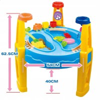 Masuta de joaca cu apa si nisip Matadi Sand and Water cu 2 compartimente,angrenaje mobile,cale ferata cu 3 vagoane,ustensile si forme de nisip incluse,dimensiune 54x62,5 cm - 1