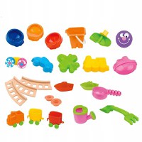 Masuta de joaca cu apa si nisip Matadi Sand and Water cu 2 compartimente,angrenaje mobile,cale ferata cu 3 vagoane,ustensile si forme de nisip incluse,dimensiune 54x62,5 cm - 2