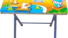 Masuta pentru copii Novokids My first folding table Albastru din MDF, pliabila, dimensiuni 60X40X56 cm, 2 nivele de inaltime, suprafata lucioasa