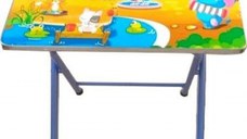 Masuta pentru copii Novokids My first folding table Albastru din MDF, pliabila, dimensiuni 60X40X56 cm, 2 nivele de inaltime, suprafata lucioasa