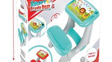 Masuta pupitru pentru studiu si desen Pilsan Smart Study Desk Green cu bancuta si suport picioare,realizat din plastic rezistent,margini rotunjite