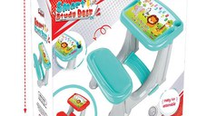 Masuta pupitru pentru studiu si desen Pilsan Smart Study Desk Green cu bancuta si suport picioare,realizat din plastic rezistent,margini rotunjite