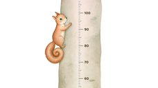 Metru de crestere pentru copii Copacul cu bufnita, autocolant textil Premium repozitionabil, 47x142 cm