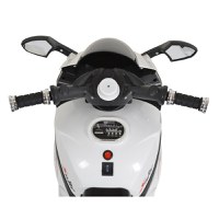 Motocicleta electrica pentru copii 6V7Ah,roti rezistente,oglinzi retrovizoare,lumini LED,muzica,mufa MP3,USB Moni Comet White - 5