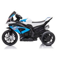 Motocicleta electrica pentru copii BMW HP4, 84x55x42 cm, varsta 2-5 ani, roti si scaun din plastic, putere 60W - Albastru - 1