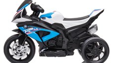 Motocicleta electrica pentru copii BMW HP4, 84x55x42 cm, varsta 2-5 ani, roti si scaun din plastic, putere 60W - Albastru