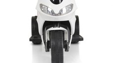 Motocicleta electrica pentru copii Moni Comet White 6V7Ah,Roti rezistente,Oglinzi retrovizoare,Lampi frontale si lumini LED,Muzica,Mufa MP3,USB,Pornire la buton,Sezut ergonomic