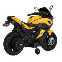 Motocicleta electrica pentru copii Nichiduta Storm Yellow cu 2 motoare x 38w,scaun confortabil din piele ecologica,roti ajutatoare,oglinzi retrovizoare,lumini LED,muzica,pornire la buton,suport picioare,manere ergonomice - 1