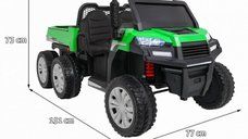 Novokids Farmer Beast Buggy Verde, masinuta electrica pentru copii, 24V, 6 roti, 2 locuri si remorca