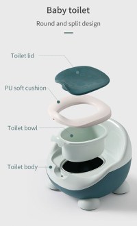 Olita bebelusi Little Mom Smart Potty Green cu adaptor moale din spuma PU, vas colector detasabil, baza anti-alunecare, protectie antistropire - 2