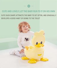 Olita copii Little Mom Yellow Duck cu adaptor din spuma PU, cu compartiment de colectare detasabil, capac rabatabil cu functie de spatar, manere, spatar ergonomic, protectie antistropire, zone antiderapante - 1