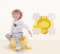 Olita copii Little Mom Yellow Duck cu adaptor din spuma PU, cu compartiment de colectare detasabil, capac rabatabil cu functie de spatar, manere, spatar ergonomic, protectie antistropire, zone antiderapante - 4