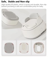 Olita pentru copii Little Mom, 3 in 1, adaptor moale din PU, vas colector detasabil, cu marginile rotunjite, dimensiune 36.5 x 33.5 x 28.8cm, Grey - 11