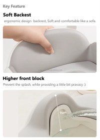 Olita pentru copii Little Mom, 3 in 1, adaptor moale din PU, vas colector detasabil, cu marginile rotunjite, dimensiune 36.5 x 33.5 x 28.8cm, Grey - 9