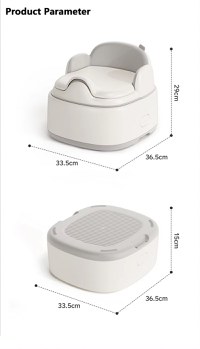 Olita pentru copii Little Mom, 3 in 1, adaptor moale din PU, vas colector detasabil, cu marginile rotunjite, dimensiune 36.5 x 33.5 x 28.8cm, Grey - 10