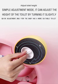 Olita pentru copii Little Mom Pink Penguin, cu picioruse antiderapante ajustabile in inaltime, capac rabatabil cu functie de spatar ergonomic, cu manere de sustinere si vas colector detasabil, dimensiune 34 x 38 x 49 cm - 6