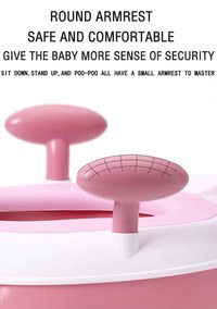 Olita pentru copii Little Mom Pink Penguin, cu picioruse antiderapante ajustabile in inaltime, capac rabatabil cu functie de spatar ergonomic, cu manere de sustinere si vas colector detasabil, dimensiune 34 x 38 x 49 cm - 8