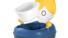 Olita pentru copii Little Mom Rabbit Yellow, cu adaptor moale din PU, vas colector detasabil, capac rabatabil cu functie de spatar ergonomic, picioruse antiaderente, dimensiune 36 x 32.5 x 53 cm