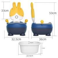 Olita pentru copii Little Mom Rabbit Yellow, cu adaptor moale din PU, vas colector detasabil, capac rabatabil cu functie de spatar ergonomic, picioruse antiaderente, dimensiune 36 x 32.5 x 53 cm - 8